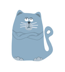 cartoon kitty, funny, thought, sticker, various pastel colors, fridge magnet	white background, thoughtful cat, animal, illustration, vector