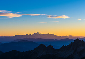 Fototapeta premium Stunning Sunset Mountain Range Landscape Photography