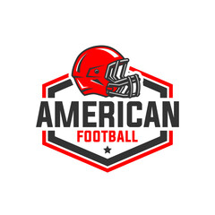 American football logo vector isolated with red colour. Rugby logo badge design. American football league labels, emblems and design element