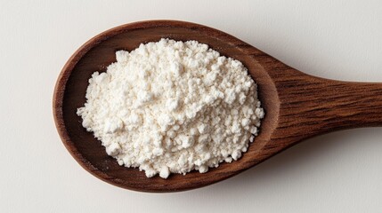 Wooden spoon filled with flour