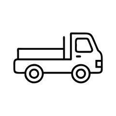 flatbed truck line drawn vehicles. vector art - outline icon flatbed truck, isolated transparent background