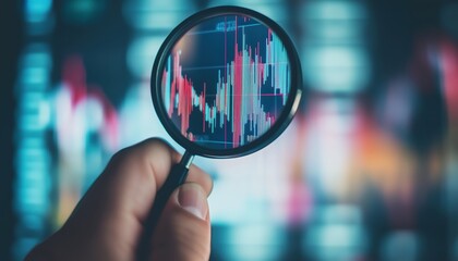 Human Arm Examining Stats Results On Bitcoin Financial Growth Collage Poster.
