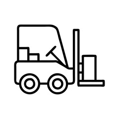 forklift line drawn vehicles. vector art - outline icon forklift, isolated transparent background