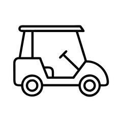 golf cart line drawn vehicles. vector art - outline icon golf cart, isolated transparent background