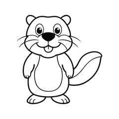 Fototapeta premium Cute cartoon beaver character silhouette isolated on white background
