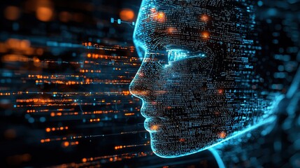 AI processor chip floating in cyberspace surround