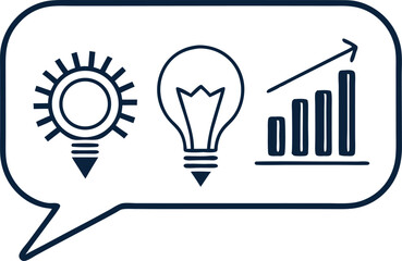 Minimalist speech bubble vector graphics for business concepts and innovation representation in flat design style 