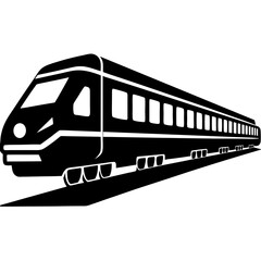 Multi-car train silhouette vector showing extended rail car design on white background