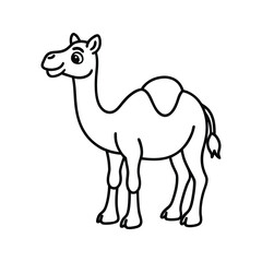 Cute cartoon camel design silhouette isolated on white background