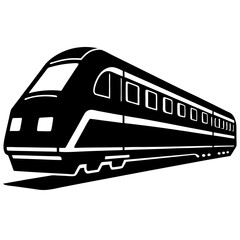 Silhouette Vector Icon of a Train – Black Solid Shape on White Background