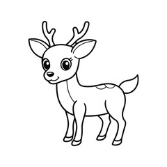 Fototapeta premium Cute cartoon deer character silhouette isolated on white background