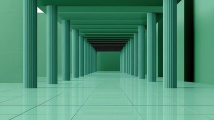 Fototapeta premium Emerald Green Colonnade Corridor