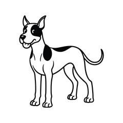 Obraz premium Cute cartoon Great Dane dog standing pose silhouette isolated on white background