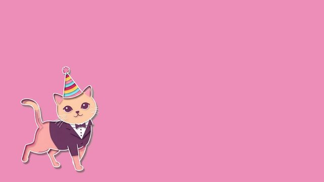 birthday cat animated illustration