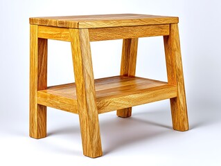 A simple, wooden step stool with a single shelf