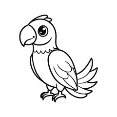 Naklejka premium Cute cartoon parrot with big eyes silhouette isolated on white background