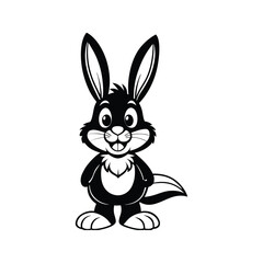 Obraz premium Cute cartoon rabbit with a bow tie silhouette isolated on white background