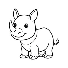 Naklejka premium Cute cartoon rhino character silhouette isolated on white background