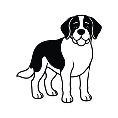 Fototapeta premium Cute cartoon Saint Bernard dog outline silhouette isolated on white background
