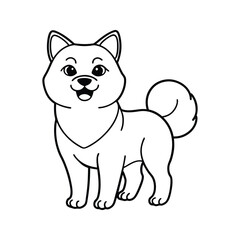 Fototapeta premium Cute cartoon shiba inu dog outline silhouette isolated on white background