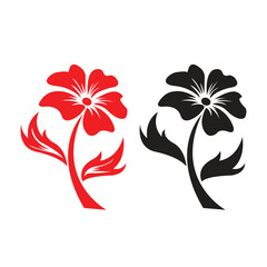 Vector black and red flowers white background