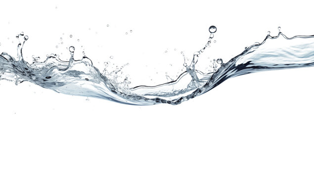 A clear image showcasing a dynamic splash of water against a stark transparent background with droplets visible png