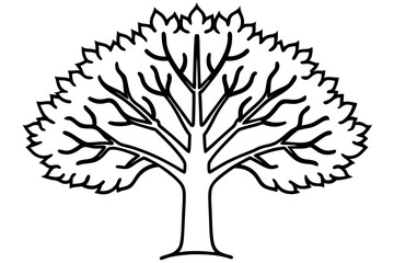Vector Line Art Tree Illustration – Minimal Tree Clipart, Logo Icon Design on White Background