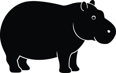 Hippopotamus icon black silhouette vector illustration on transparent background
