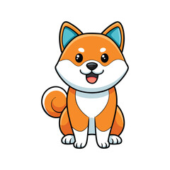 Obraz premium Cute dog breed Akita character vector illustration isolated on white background