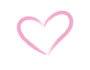 Hand-drawn Pink pencil heart doodle line. Hand-drawn heart symbol. heart icon isolated on a transparent background.	