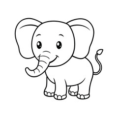 Naklejka premium Cute elephant cartoon character silhouette isolated on white background