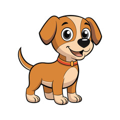 Cute furry dog with big ears and a bright smile vector illustration isolated on white background
