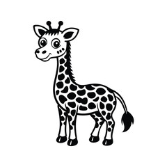 Obraz premium Cute giraffe character with a smile silhouette isolated on white background