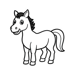 Fototapeta premium Cute horse cartoon character silhouette isolated on white background