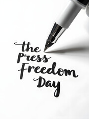 Obraz premium Minimalist ink pen icon with World Press Freedom Day typography_00002_