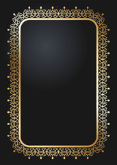 Floral rectangular golden frame. Festive design. Gold border with flowers. Frames vector