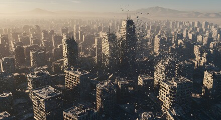 Destroyed City Aerial View