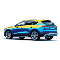 Fototapeta premium an illustration of a family MPV car icon with full chrome color