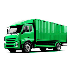 an illustration of a green container truck icon for expedition