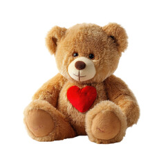 Obraz premium A plush teddy bear with a soft texture and a red heart on its chest, evoking feelings of warmth and affection.