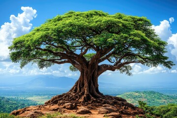 Fototapeta premium Majestic tree on a hilltop