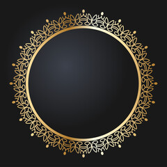 Floral rectangular golden frame. Festive design. Gold border with flowers. Frames vector