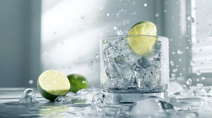 Refreshing Sparkling Lime Beverage in Sunlit Glass