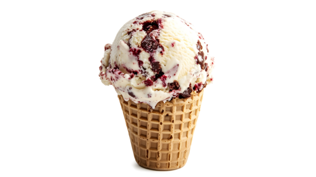 An ice cream cone with sprinkles on top. The cone is made of ice and has a waffle pattern