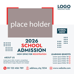 Obraz premium Banner design for social media posts on school admissions