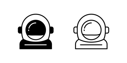 A modern vector icon set showcasing astronaut helmets, suitable for space exploration and sci-fi designs.