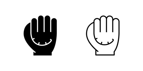 A modern vector icon set representing baseball gloves, perfect for sports and recreational designs.