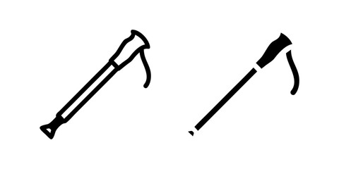 A simple vector icon set representing hiking sticks, suitable for outdoor, adventure, and hiking projects.
