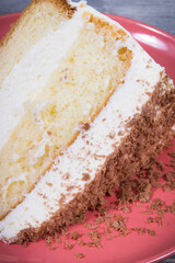 Sweet cake with different layers. Delicious dessert for various occasions