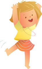 Cheerful Girl Jumping or Dancing and Having Fun